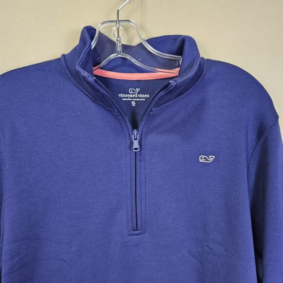 Vineyard Vines Boys Half Zip Pullover Deep Bay Blue Lightweight Sweatshirt XL 18 - Picture 2 of 13